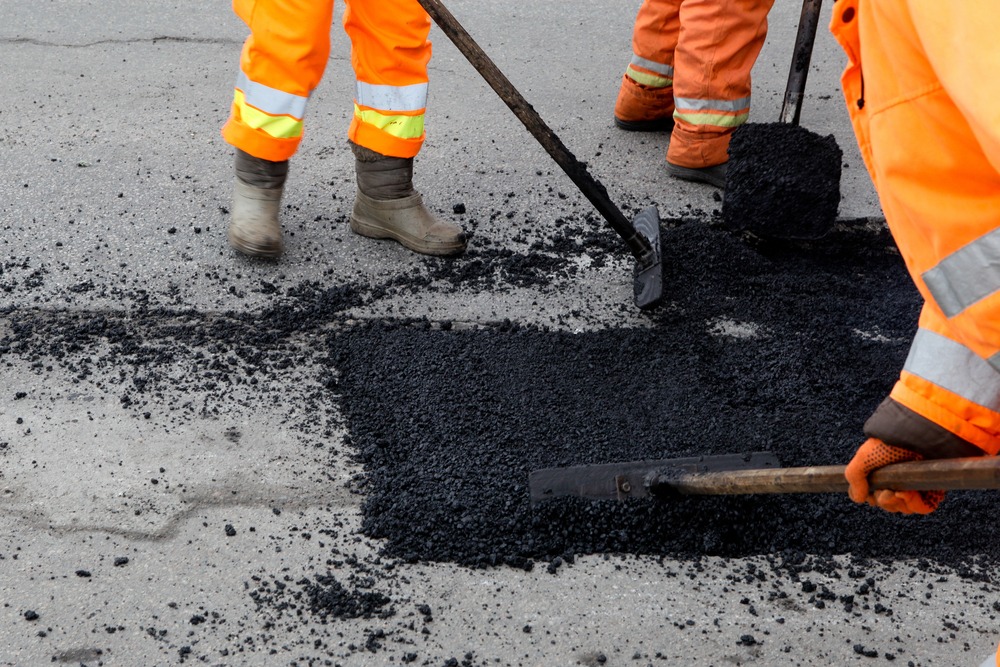 Street,Resurfacing.,Fresh,Asphalt,Construction.,Bad,Road